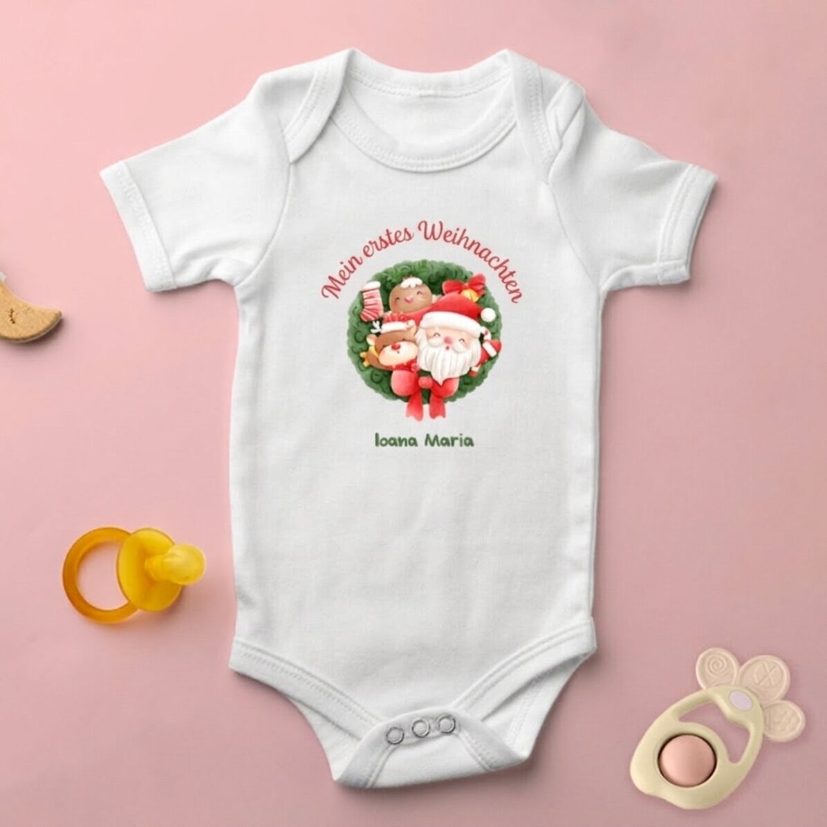Personalisierter Baby-Body mit Aufdruck – Mein erstes Weihnachtsfest