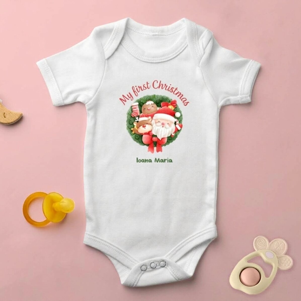 Personalisierter Baby-Body mit Aufdruck – Mein erstes Weihnachtsfest