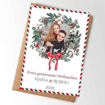 Personalisierte Karte mit Foto und Text – Unser erstes gemeinsames Weihnachtsfest