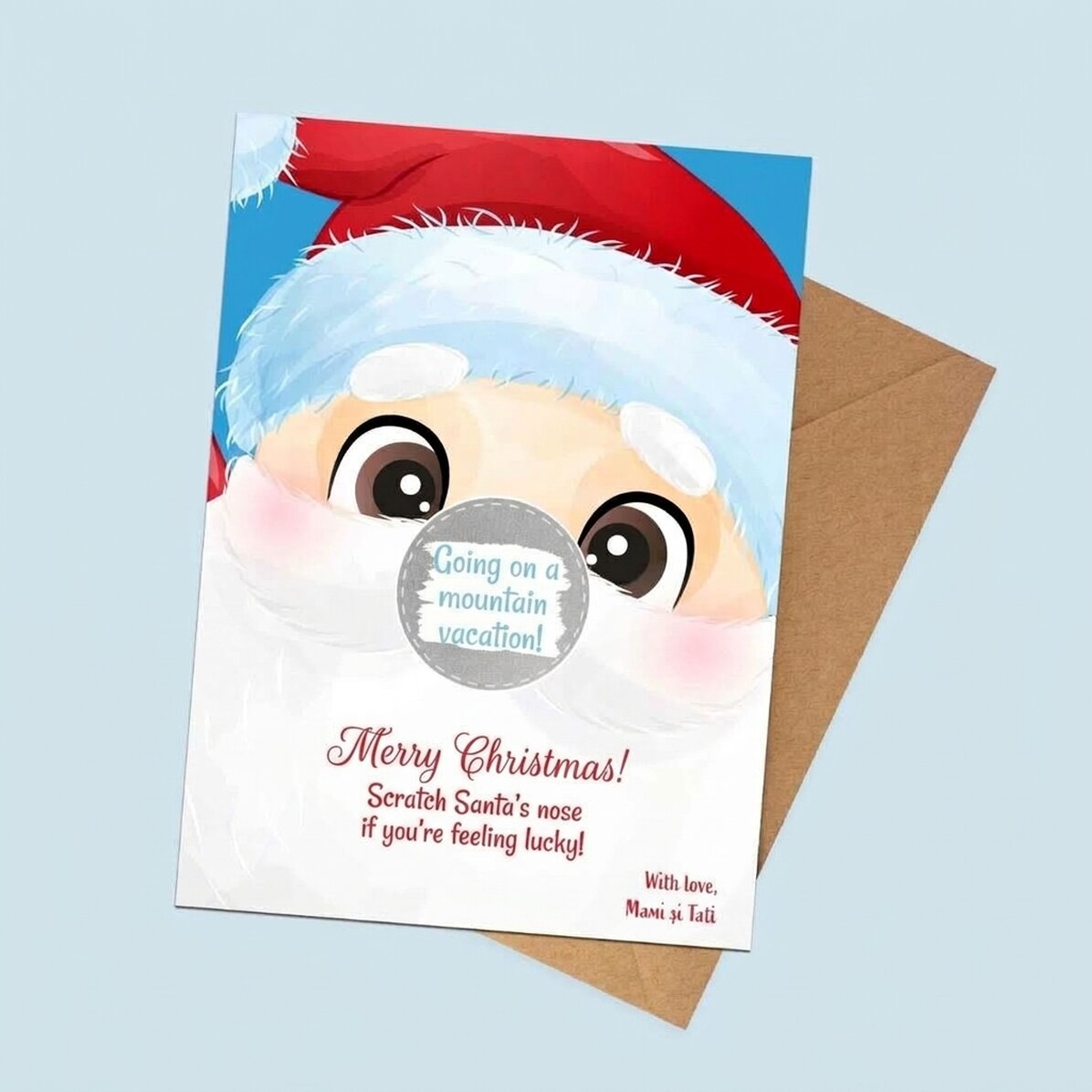 Individuell gestaltete Rubbelkarte mit Text – Frohe Weihnachten!