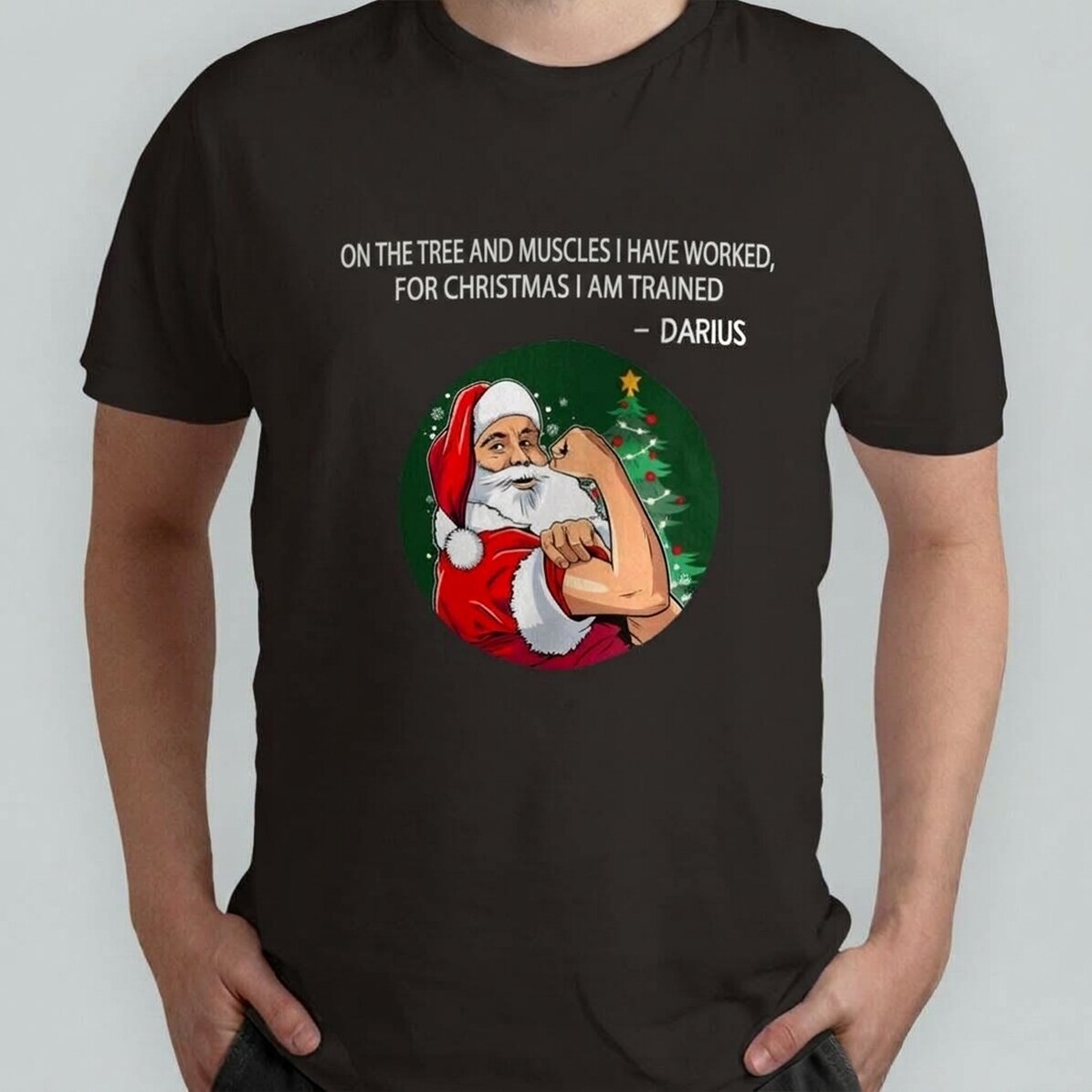 Personalisiertes Baumwoll-T-Shirt mit Aufdruck – Christmas Power