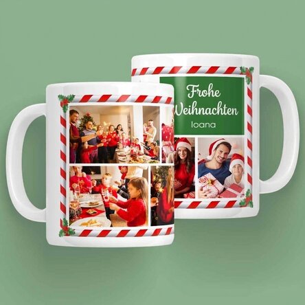 Personalisierte Tasse mit Text und 7 Fotos – Weihnachtsmann