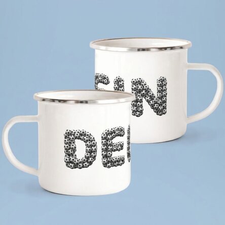 Personalisierte Emaille-Tasse mit Text – Fußball