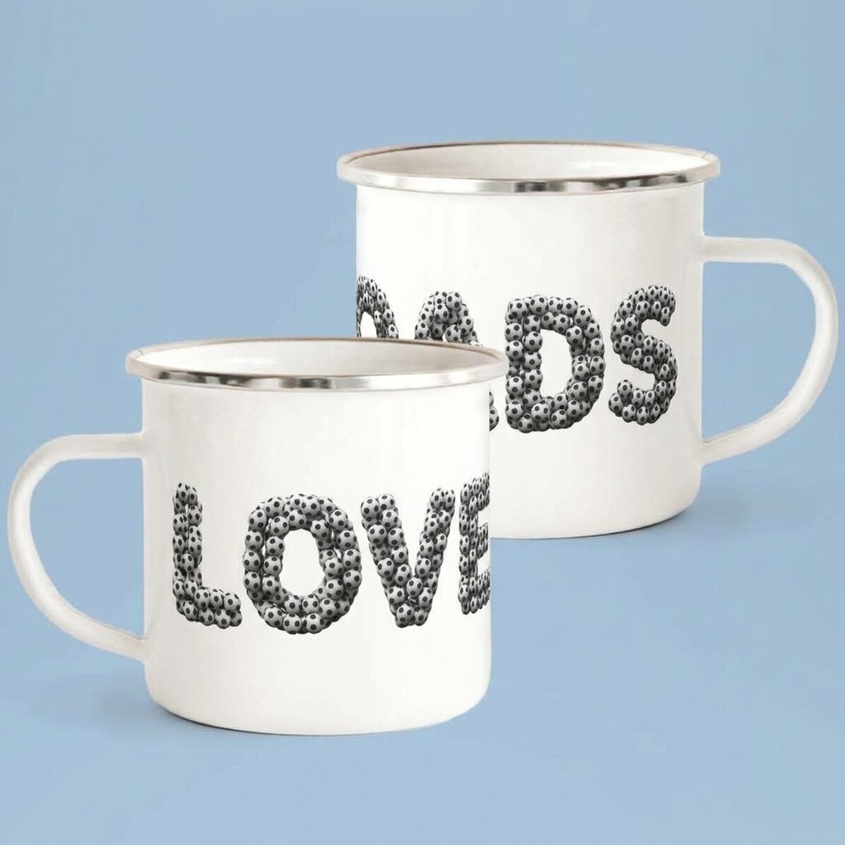 Personalisierte Emaille-Tasse mit Text – Fußball