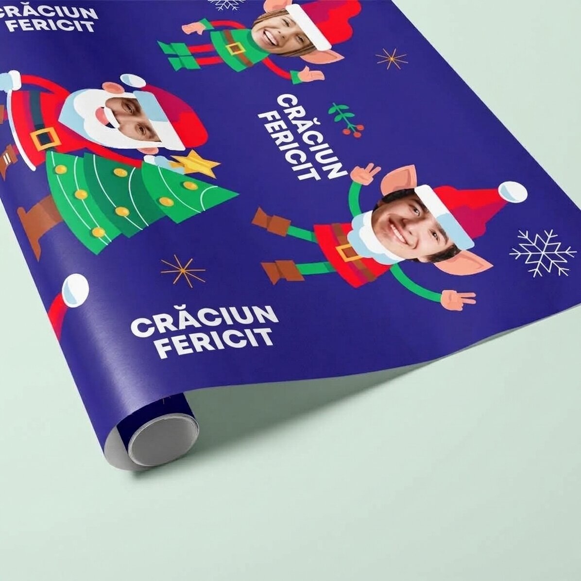 Individuell gestaltetes Geschenkpapier mit 5 Fotos – Funny Christmas