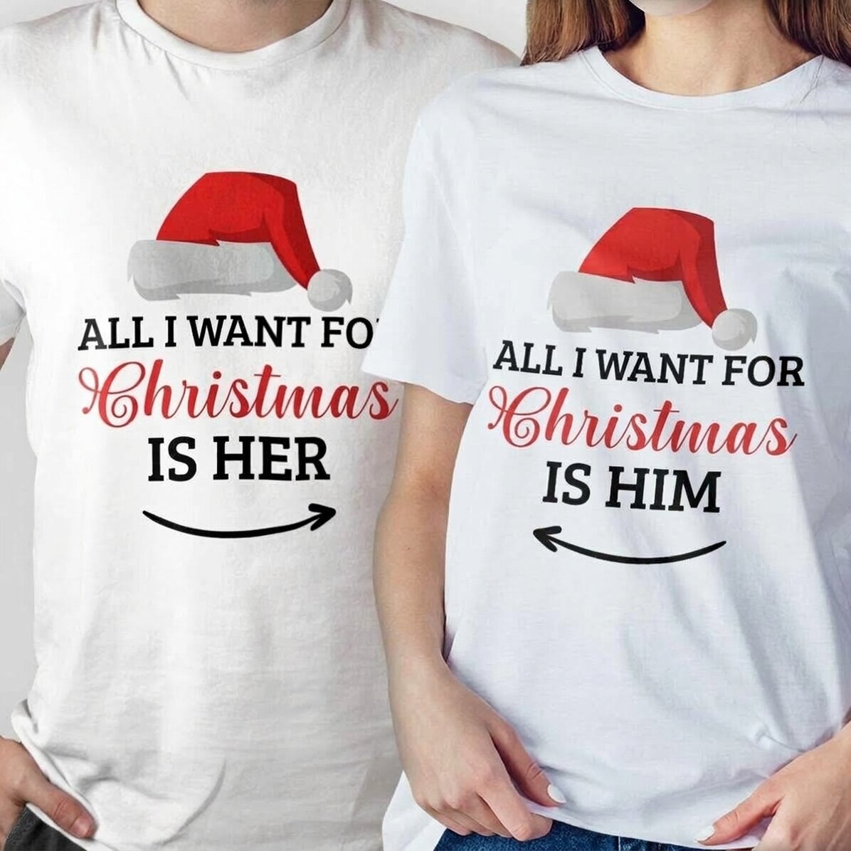 Personalisiertes Baumwoll-T-Shirt mit Weihnachtsaufdruck – „All I want for Christmas“