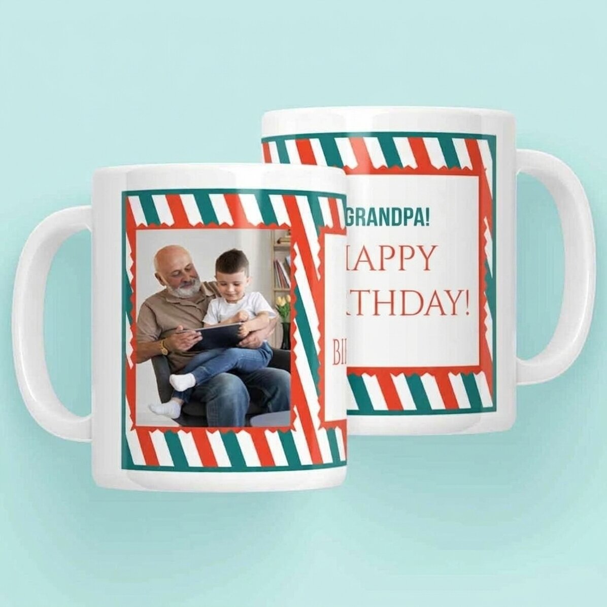 Personalisierte Tasse mit Text und einem Foto – Frohe Weihnachten!