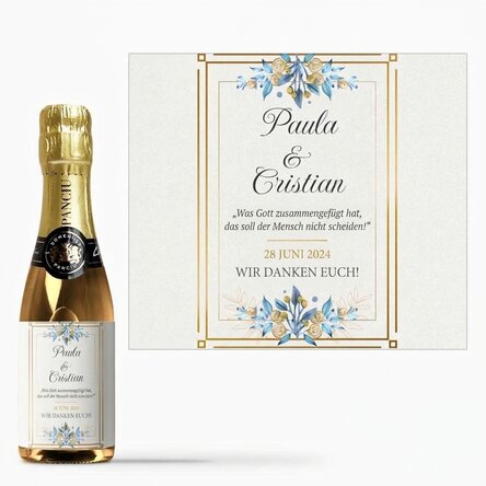 Kleine Flasche Sekt als personalisiertes Geschenk mit Text – Vielen Dank