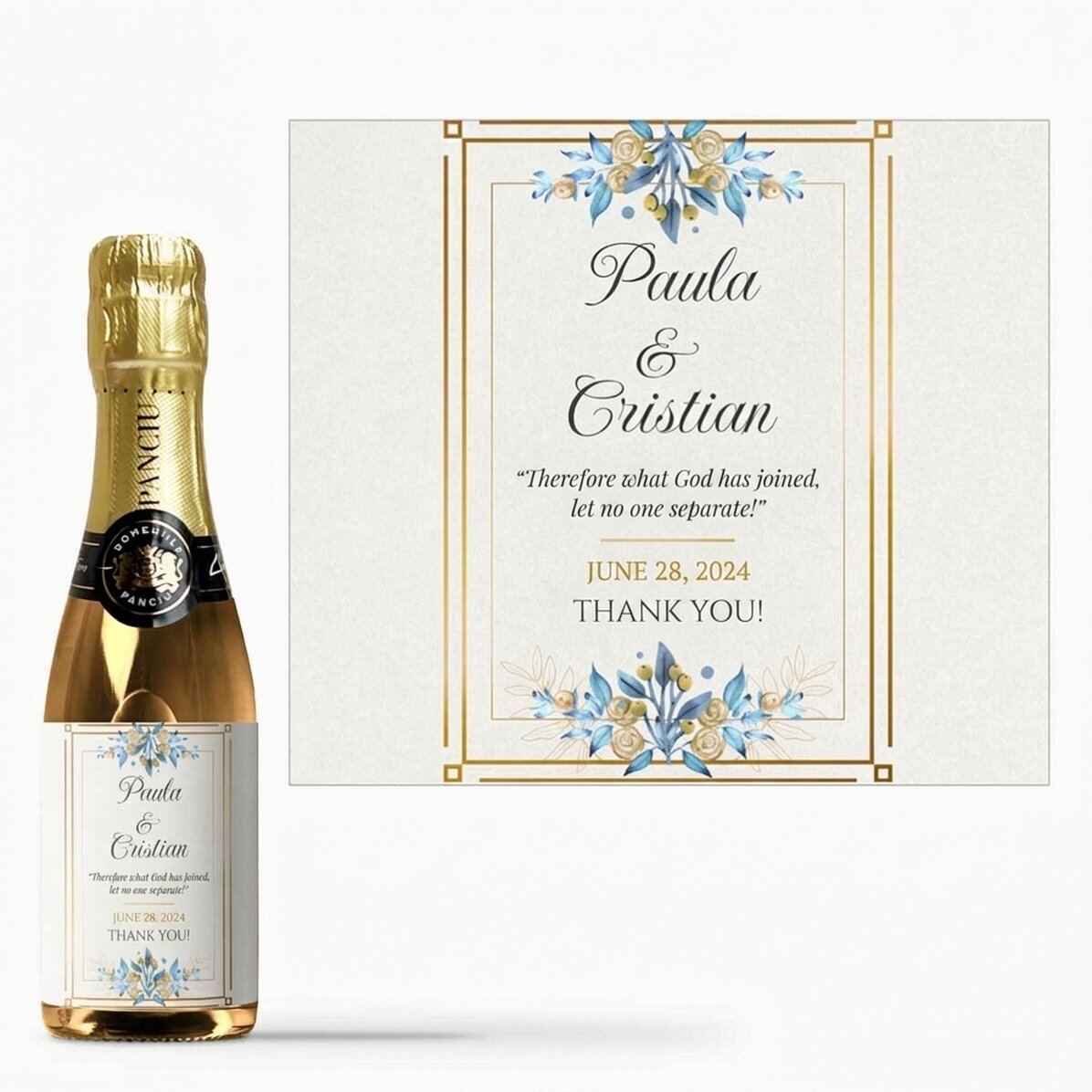 Kleine Flasche Sekt als personalisiertes Geschenk mit Text – Vielen Dank