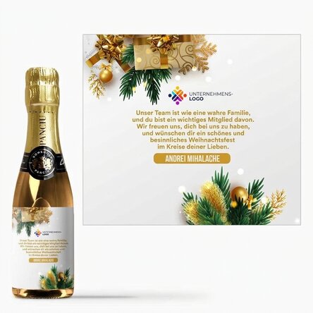 Personalisierte Mini-Sektflasche mit Botschaft und Logo – Eine festliche Geschichte