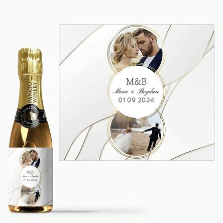 Kleine Sektflasche, individuell gestaltet mit Foto und Text – Together
