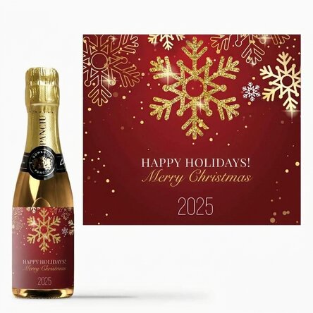 Mini bottle of sparkling wine personalised with text - Snowflakes