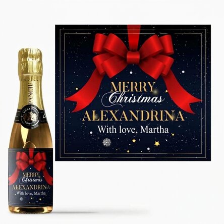 Mini bottle of sparkling wine personalised with text - Glamorous Christmas