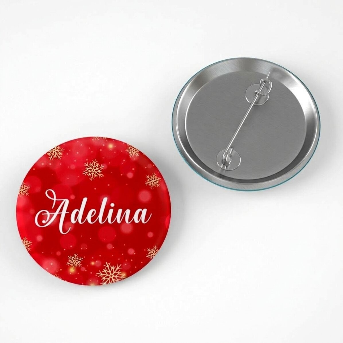 Personalisiertes Abzeichen mit Text – Snowflakes
