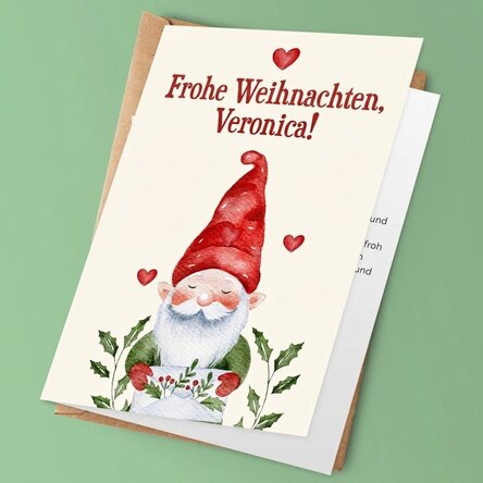Personalisierte Weihnachtskarte mit Grußtext – Zwerg