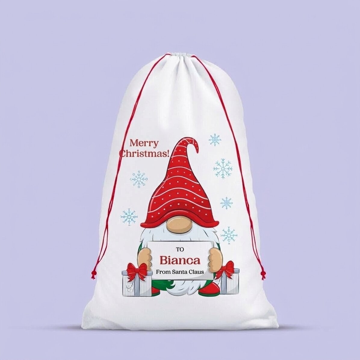 Weißer Geschenktüten mit individueller Botschaft – Weihnachtswichtel
