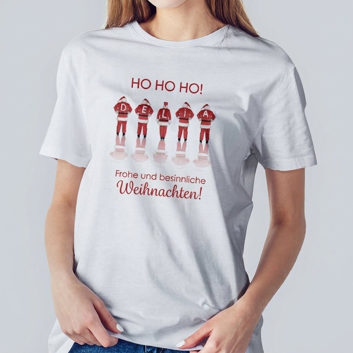 Personalisiertes Baumwoll-T-Shirt mit Weihnachtsaufdruck – Weihnachtsmann