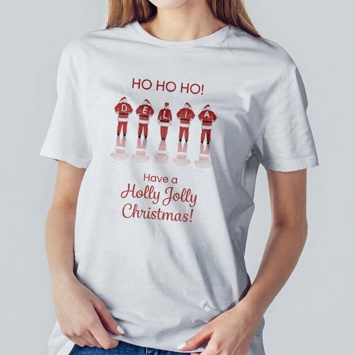 Personalisiertes Baumwoll-T-Shirt mit Weihnachtsaufdruck – Weihnachtsmann