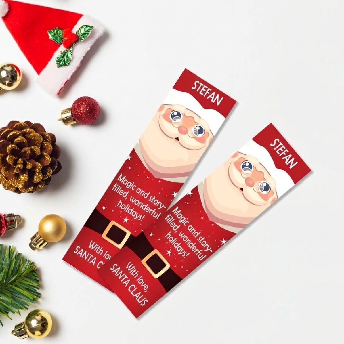 Personalisiertes Lesezeichen mit Text – Mit lieben Grüßen, Weihnachtsmann