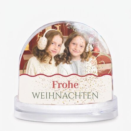 Personalisierter Schreibtischglobus mit einer Botschaft und 2 Fotos – Frohe Weihnachten!