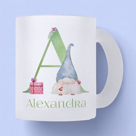 Personalisierter Glasbecher mit Monogramm und Namen – Weihnachten