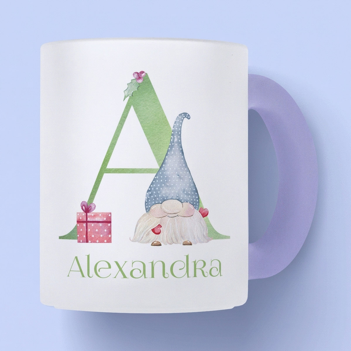Personalisierter Glasbecher mit Monogramm und Namen – Weihnachten