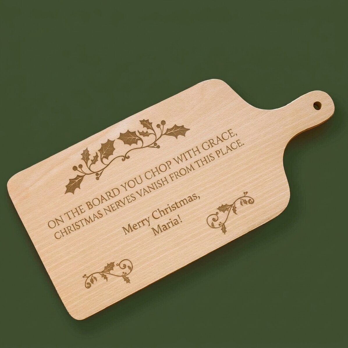 Personalised chopping board with text - Merry Christmas!