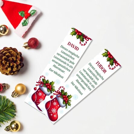 Personalisiertes Lesezeichen mit Text – Mit lieben Grüßen, Nikolaus