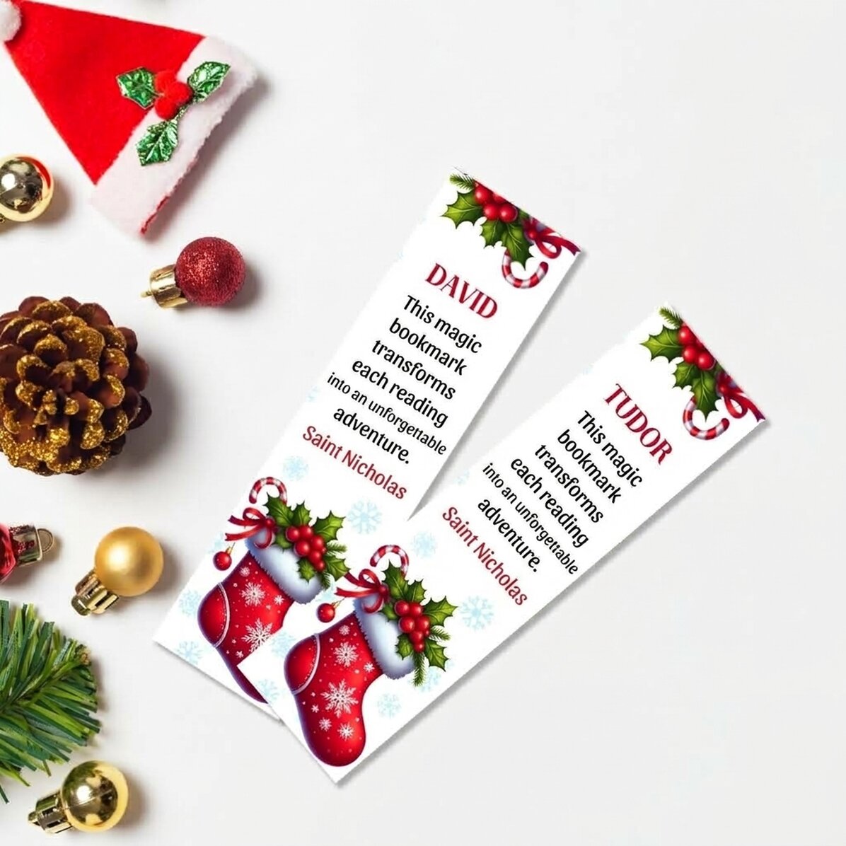 Personalisiertes Lesezeichen mit Text – Mit lieben Grüßen, Nikolaus
