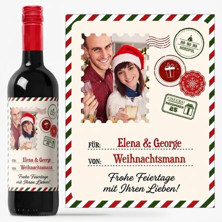 Personalisierter Wein mit Foto und Botschaft – vom Weihnachtsmann