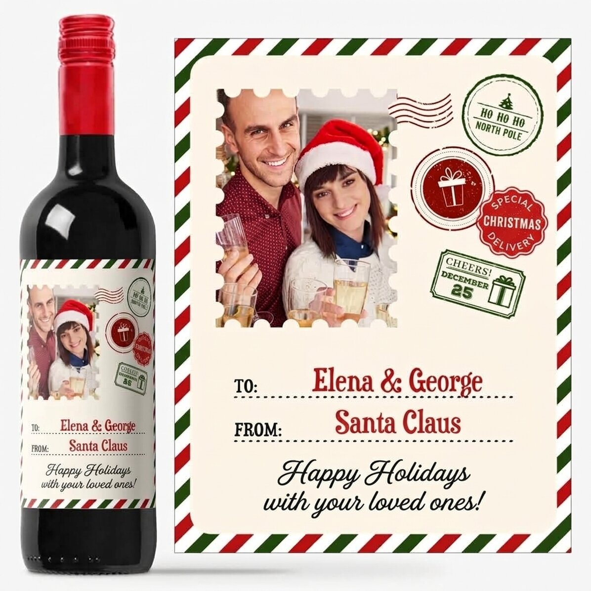 Personalisierter Wein mit Foto und Botschaft – vom Weihnachtsmann