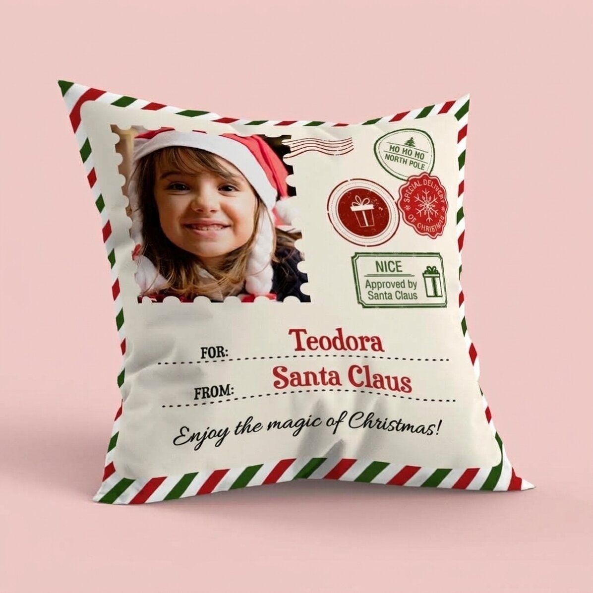 Personalisiertes Kissen mit Foto, großes Format – Vom Weihnachtsmann