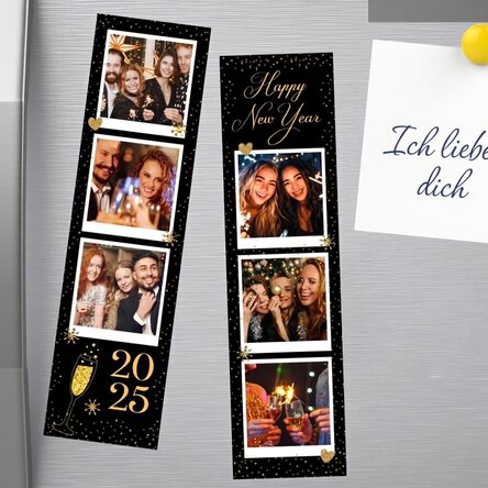 Set mit 2 personalisierten Magneten mit Fotos und Text – Frohes neues Jahr