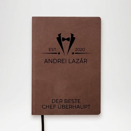 Personalisierter Leder-Terminkalender mit Text – Elegant