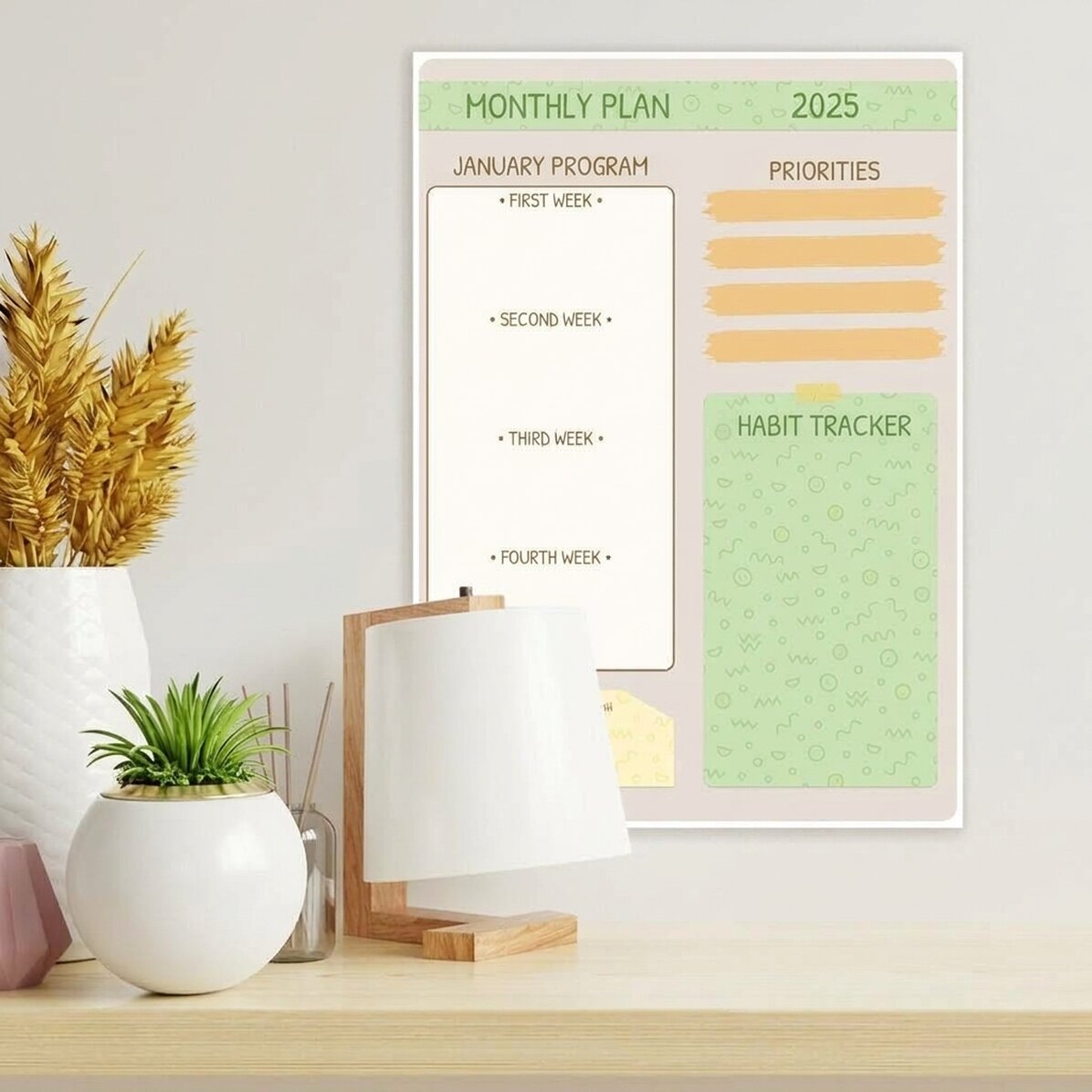 Individuell gestaltetes Poster – Monatsplan im Doodle-Stil