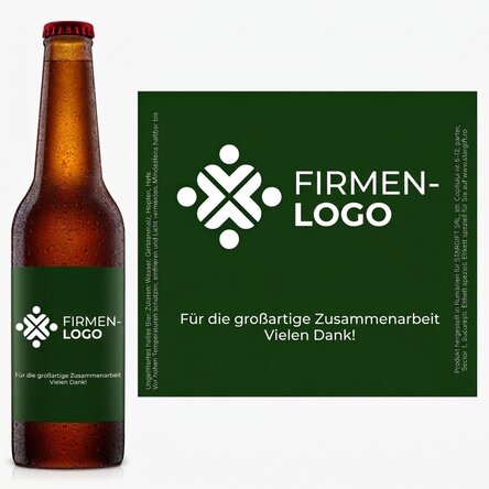 Individuell gestaltetes Bier mit Logo und Text