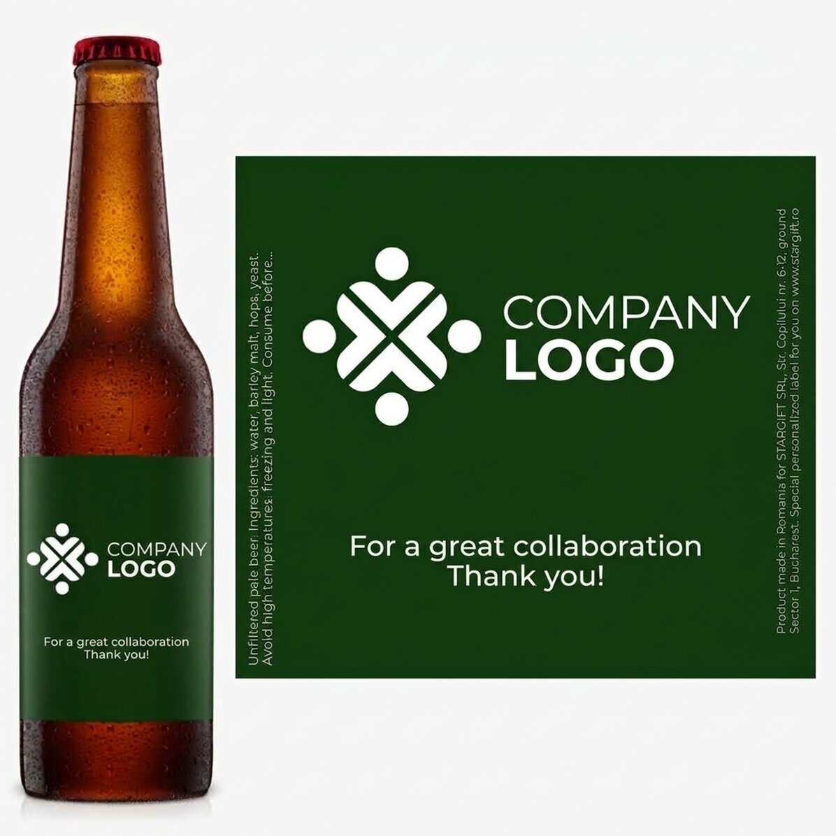 Individuell gestaltetes Bier mit Logo und Text