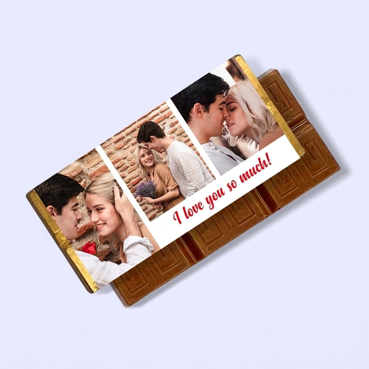 Personalisierte Mini-Schokoladentafel mit 3 Fotos und einer Botschaft