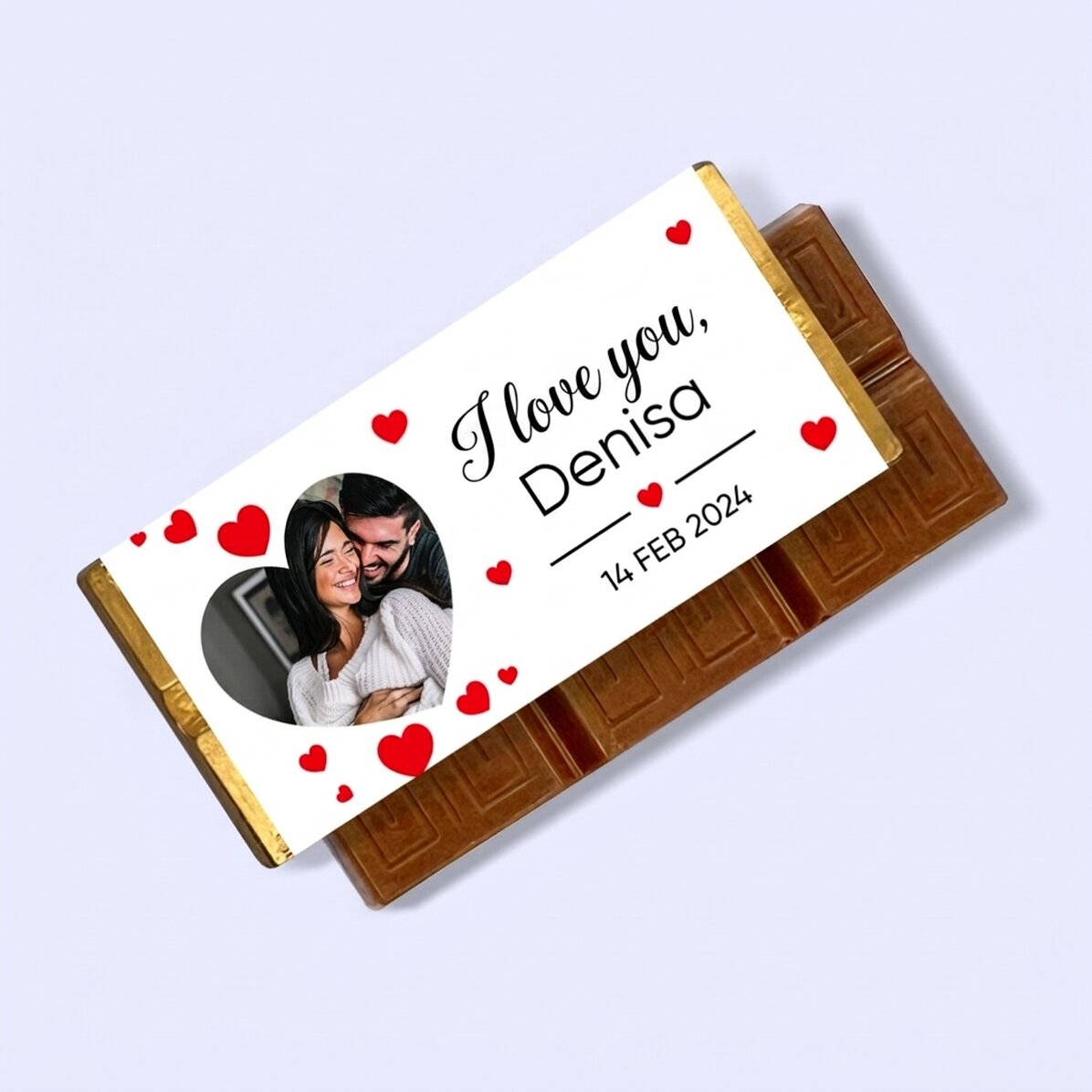 Personalisierte Mini-Schokoladentafel mit Foto und Botschaft – Ich liebe dich