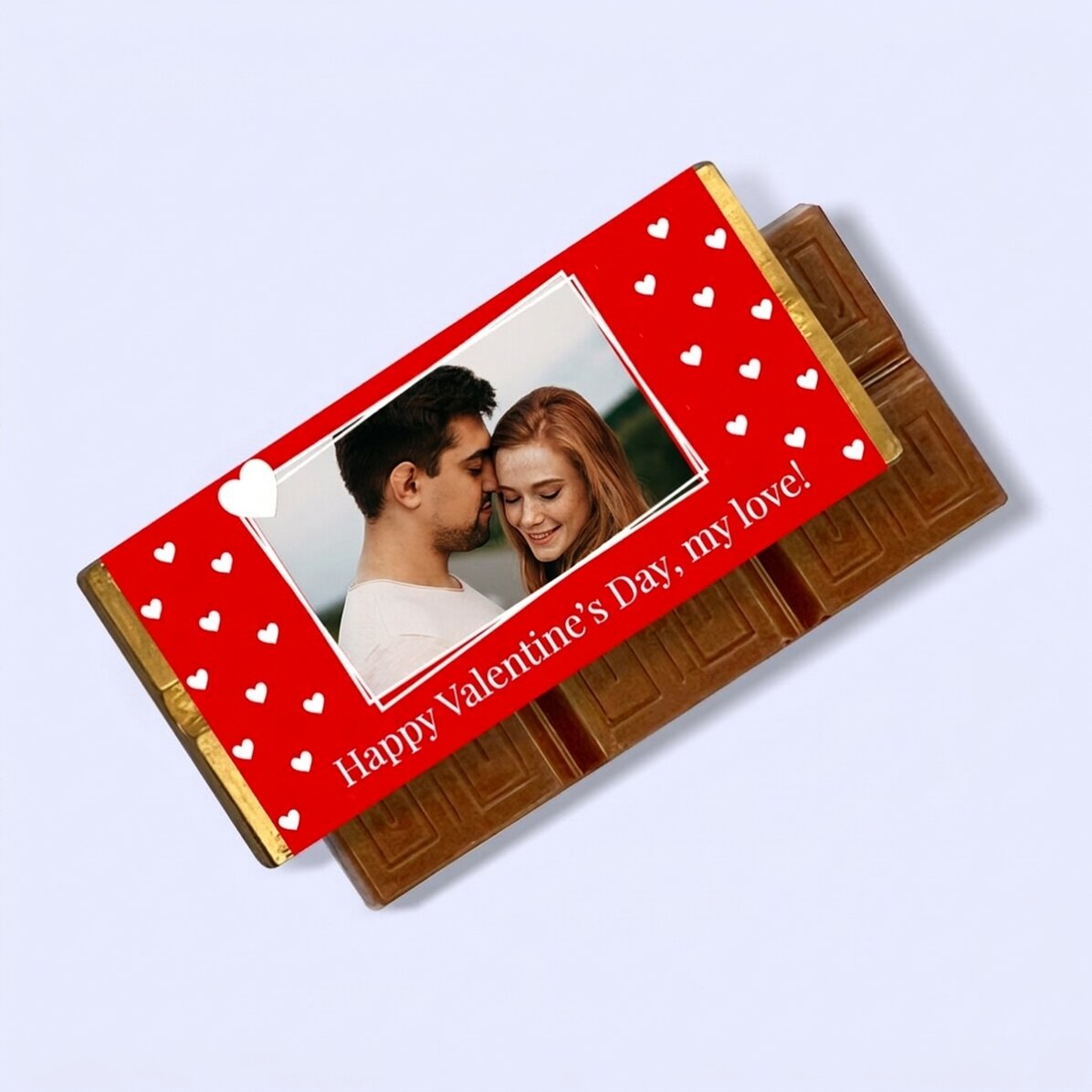 Personalisierte Mini-Schokoladentafel mit Foto und Botschaft – Love