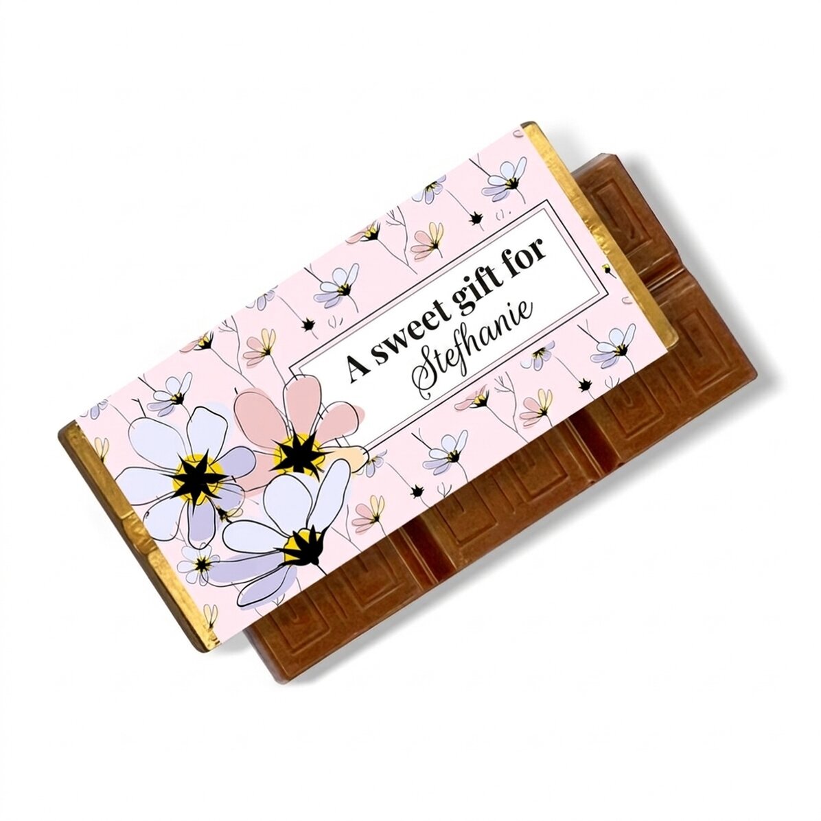Personalisierte Mini-Schokoladentafel mit Botschaft – Blumenmuster