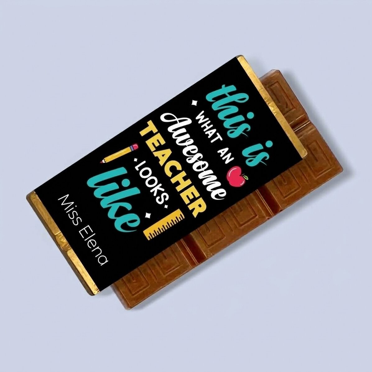Personalisierte Mini-Schokoladentafel mit einer Botschaft für Lehrer
