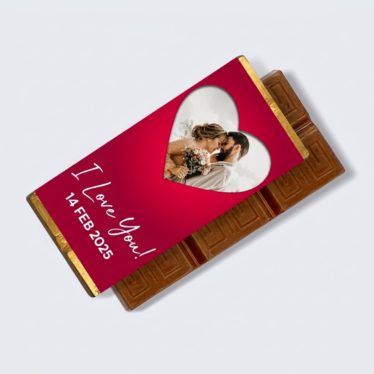 Personalisierte Mini-Schokoladentafel mit Foto und Botschaft – Herz