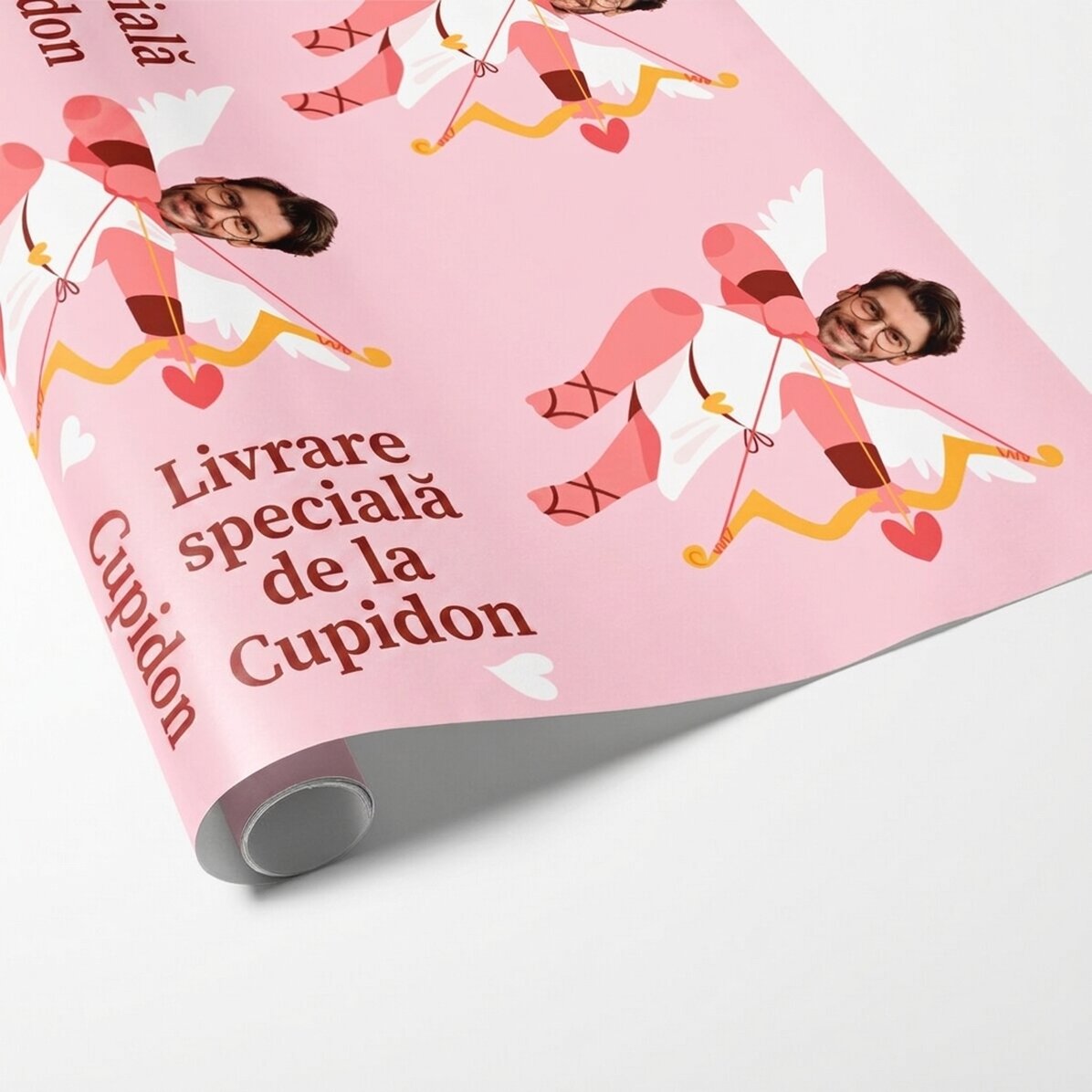 Individuell gestaltetes Geschenkpapier mit Foto und Text – Cupid