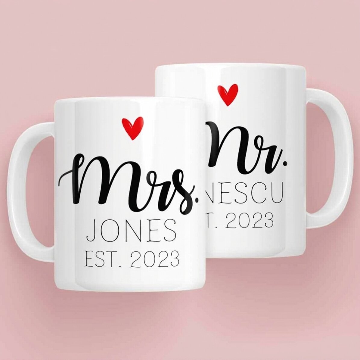 Tassen für Paare mit Aufdruck – Mrs & Mr