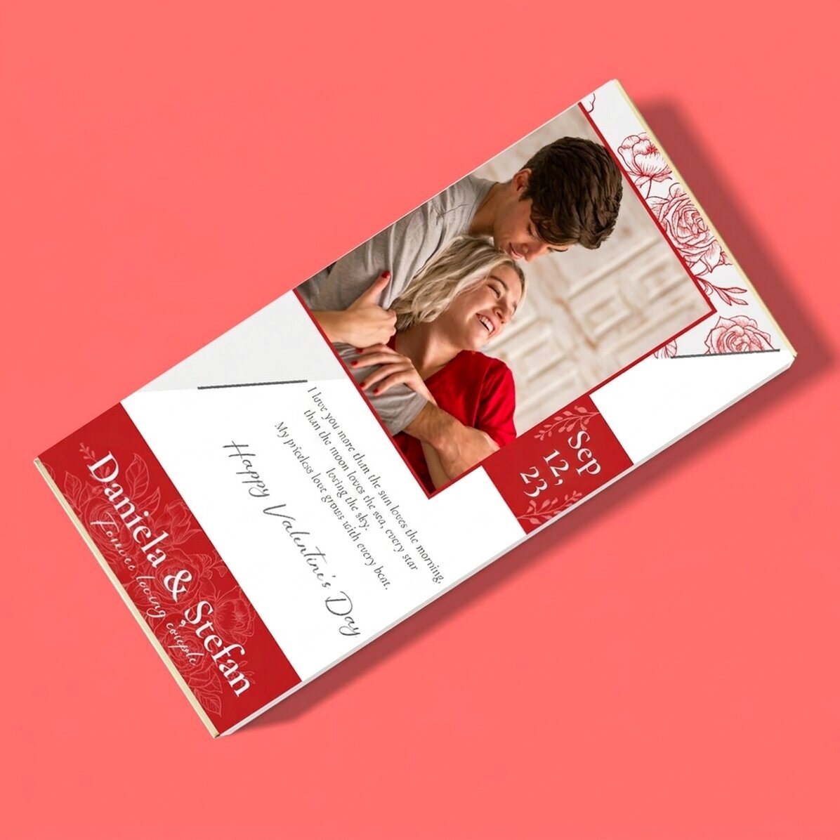 Personalisierte Schokolade mit Foto und Text – Love & Roses