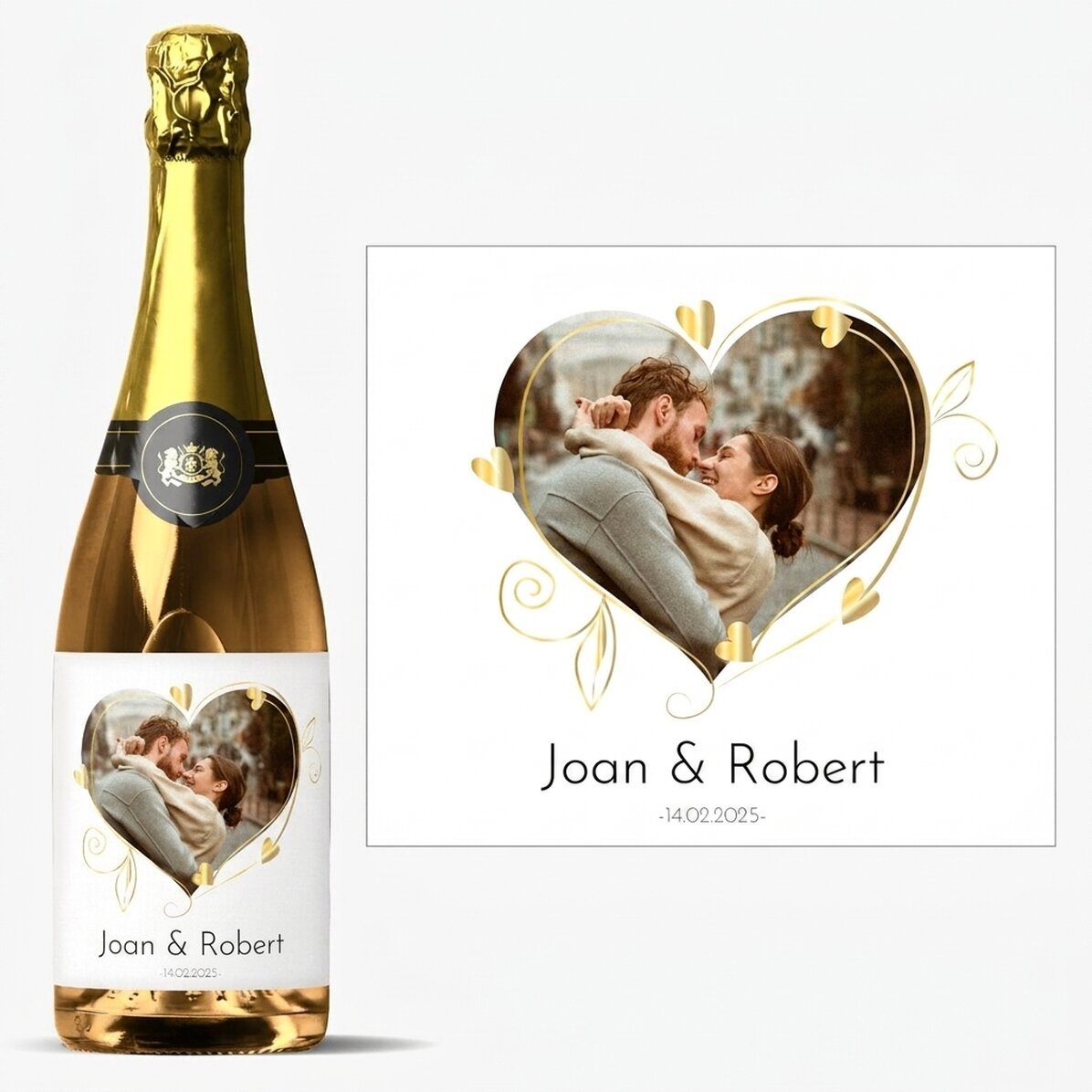 Personalisierter Sekt mit Foto und Botschaft – Love