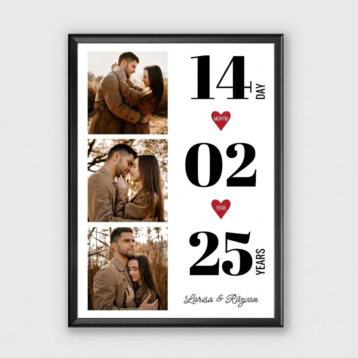 Individuell gestaltetes Bild mit 3 Fotos und einer Botschaft – Love