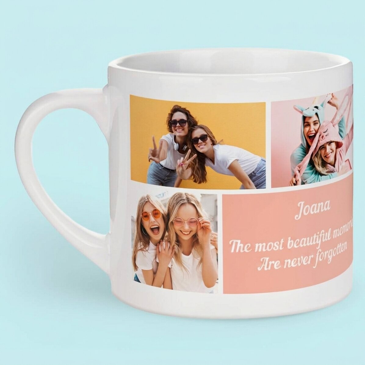 Personalisierte Espressotasse mit 5 Fotos und Text – Die schönsten Erinnerungen