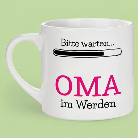 Personalisierte Espressotasse mit Aufdruck – „Oma in spe“